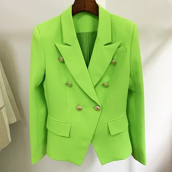Toamna 2021 Femei de Moda de Înaltă calitate, blazere două rânduri haină de Moda Fierbinte verde fluorescent haina C432