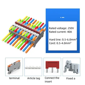 Transport gratuit DIN Rail Mount Test deconectați Terminalul Curent Bloc Kit rapid Rapid Cabluri Cablu de Conexiune de Presă de Tip LT-6