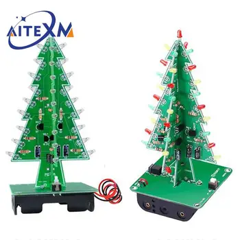 Trei-Dimensional Pomul de Crăciun 3D LED DIY Kit Roșu/Verde/Galben LED Flash Circuit Kit Electronic de Distracție Suite