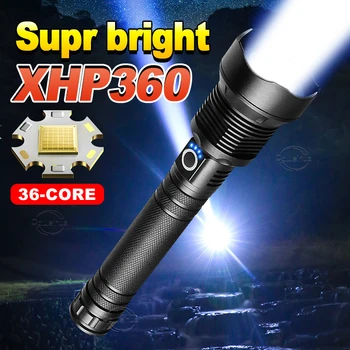 Ultra Puternice Lanterne LED-uri XHP360 Mare Putere de Încărcare Flash Lumini de Camping Impermeabil Zoom Lanterna Supr Luminos Lanterna EDC