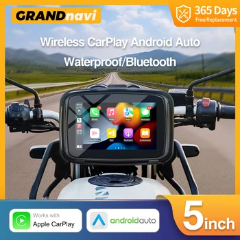 Universal 5 inch Portabil Motocicleta de Afișare Wireless Carplay, Android Auto Player rezistent la apa IPX7 Dual Bluetooth Ecran Tactil