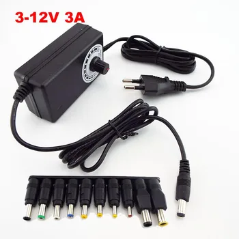 Universal Reglabil CCTV Alimentare Adaptor AC 100V-240V-DC 3-12V 3A 36W Incarcator 5.5x2.1 mm Jack Plug DC Conector de sex Feminin