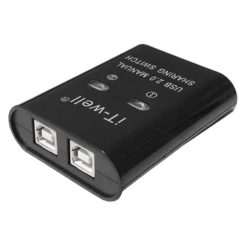 USB Printer Sharing Dispozitiv 2 în 1 Printer Dispozitiv de Partajare, 2-Port Manual Kvm Comutare Splitter Hub Convertor Negru