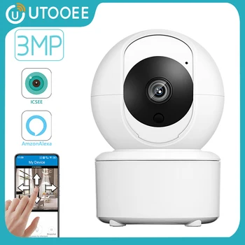 UTOOEE 3MP Camera IP, Camera de Securitate Wireless WiFi CCTV Camera de Supraveghere cu Viziune de Noapte de P2P Baby Monitor animale de Companie, WiFi Camera iCSee