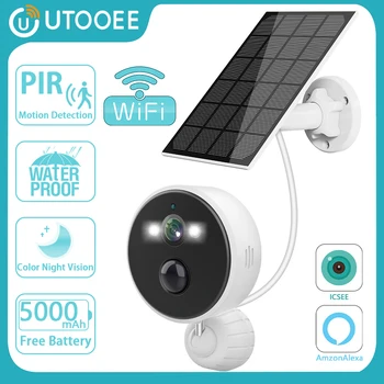 UTOOEE 5MP în aer liber, WiFi aparat de Fotografiat Impermeabil de Mișcare PIR Wireless Camera 6000mAh Reîncărcabilă de Protecție de Securitate Smart IP Camera