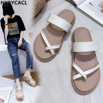 Vara Culoare Solidă Sandale Plate Moda Deget de la picior Deschis în aer liber, Papuci Casual, de Plaja Pantofi pentru Femei Plus Dimensiune Zapatos De Mujer Diapozitive