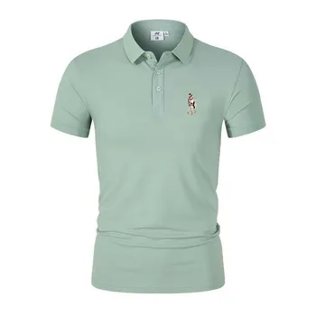 Vara Noi Brodate Barbati Tricou Polo Barbati Agrement de Afaceri Guler Polo cu Maneci Scurte T-shirt de Golf, Îmbrăcăminte pentru Bărbați