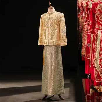 Vintage Elegant Oriental Broderie Tang Costume De Haine De Nunta Mire Qipao Rochie Hanfu Stil Chinezesc Toast De Nunta Costume