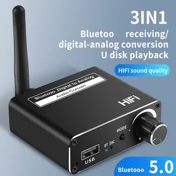 Wireless Bluetooth 5.0 Digital La Analogic DAC 192kHz Convertor Cu Căști Optic Coaxial Amp 3.5 mm Suport USB Adaptor Audio