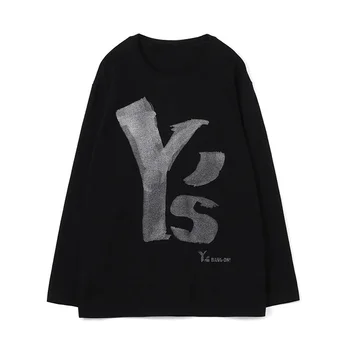 Yohji Yamamoto 22SS Y Imprimare Casual Rotund Gât de Sus Bărbați Și Femei de Moda Vrac cu Mâneci Lungi T-shirt