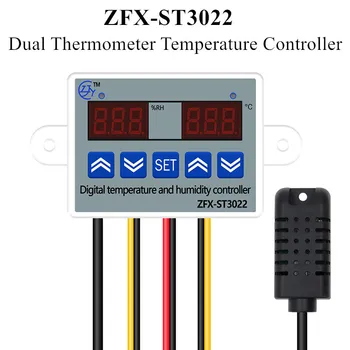 ZFX-ST3022 Digital Controler de Temperatură și Umiditate Dual Termometru Temperatura Controller Dual Termostat Incubatorul de 40% off