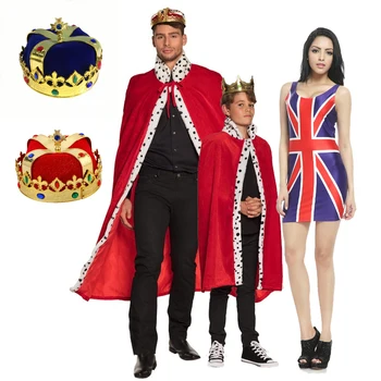 Încoronarea Regilor Rochie Fancy Halat Copii Adulți Mascarada Cosplay Costum Roșu Cape Petrecere De Performanță Halloween Haine De Sărbătoare