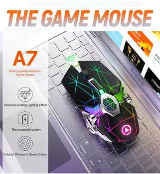 Optic Wireless 2.4 G USB Mouse de Gaming 1600DPI 7 Culori LED Backlit Reîncărcabilă Tăcut Pentru Laptop PC