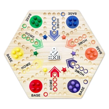 Lemn Agravarea Set Tabla de Joc cu 6 Zaruri Cu 6 Bile de Culoare Interactiv Clasic Joc de Familie pentru Adulți Interior Adunare